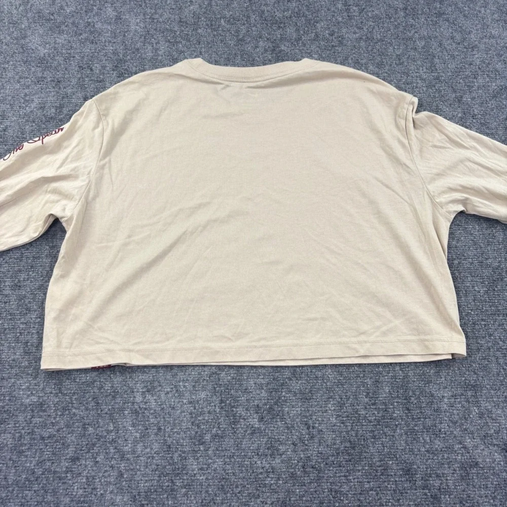 Nike Florida State FSU Crop Top L Tan Long Sleeve Loose Fit Tee Women FJ9977-206